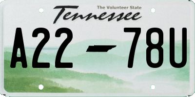 TN license plate A2278U
