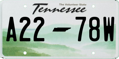 TN license plate A2278W
