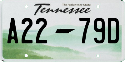 TN license plate A2279D