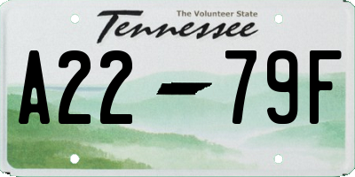 TN license plate A2279F