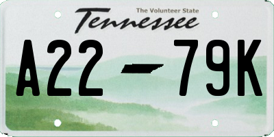 TN license plate A2279K