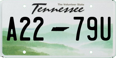 TN license plate A2279U