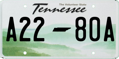 TN license plate A2280A