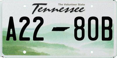 TN license plate A2280B