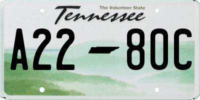TN license plate A2280C
