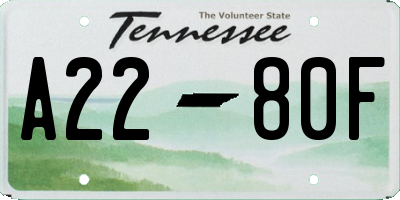 TN license plate A2280F