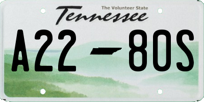 TN license plate A2280S