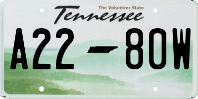 TN license plate A2280W