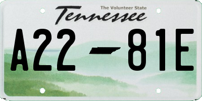 TN license plate A2281E