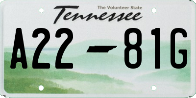 TN license plate A2281G