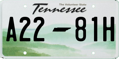 TN license plate A2281H