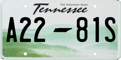 TN license plate A2281S