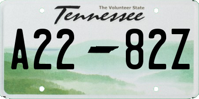 TN license plate A2282Z