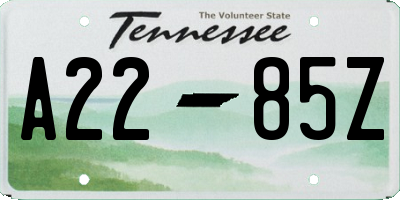 TN license plate A2285Z