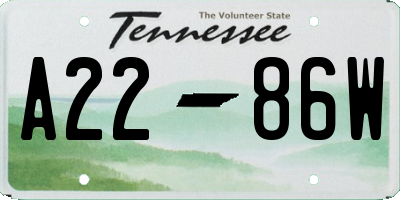 TN license plate A2286W