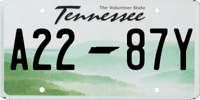 TN license plate A2287Y