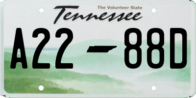 TN license plate A2288D