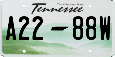 TN license plate A2288W
