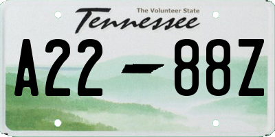 TN license plate A2288Z
