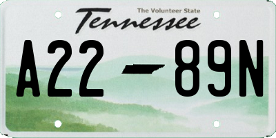TN license plate A2289N
