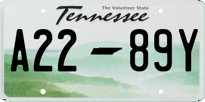 TN license plate A2289Y