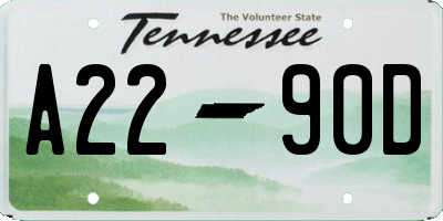 TN license plate A2290D