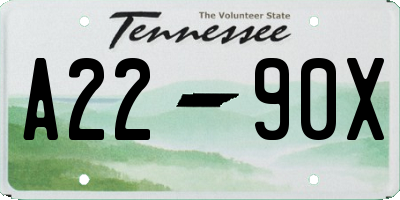 TN license plate A2290X