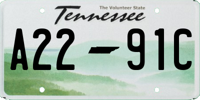 TN license plate A2291C