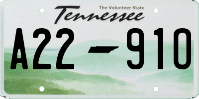 TN license plate A2291O