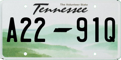 TN license plate A2291Q