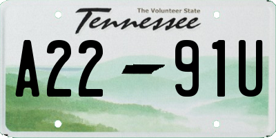 TN license plate A2291U