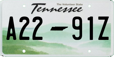 TN license plate A2291Z