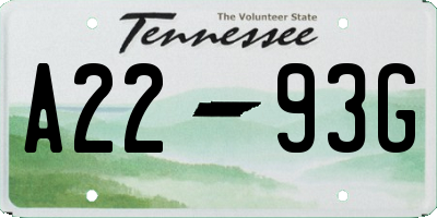 TN license plate A2293G