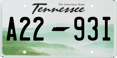 TN license plate A2293I