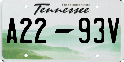 TN license plate A2293V