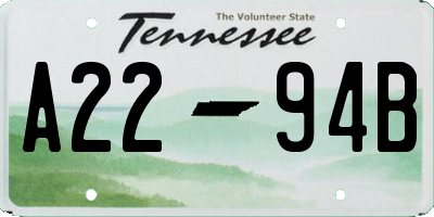 TN license plate A2294B