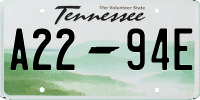 TN license plate A2294E