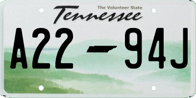 TN license plate A2294J