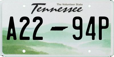 TN license plate A2294P