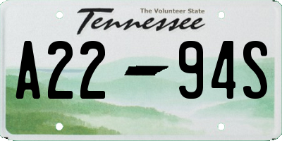 TN license plate A2294S