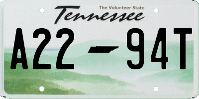 TN license plate A2294T