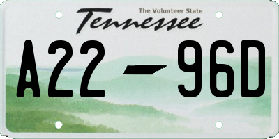 TN license plate A2296D