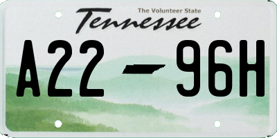 TN license plate A2296H