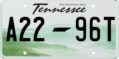 TN license plate A2296T