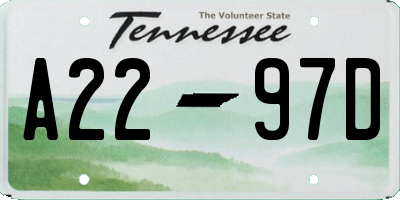 TN license plate A2297D