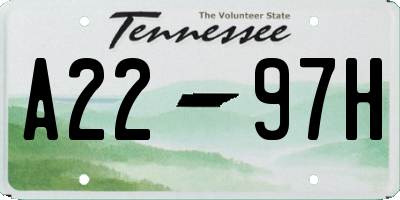TN license plate A2297H