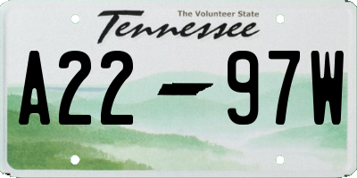TN license plate A2297W