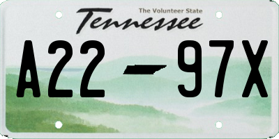 TN license plate A2297X