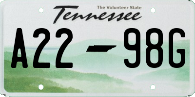 TN license plate A2298G