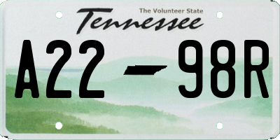 TN license plate A2298R